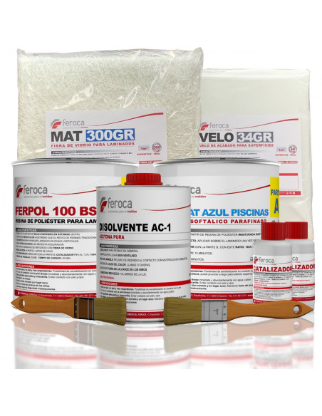 Kit réparation piscines fibre de verre résine polyester finition professionnelle