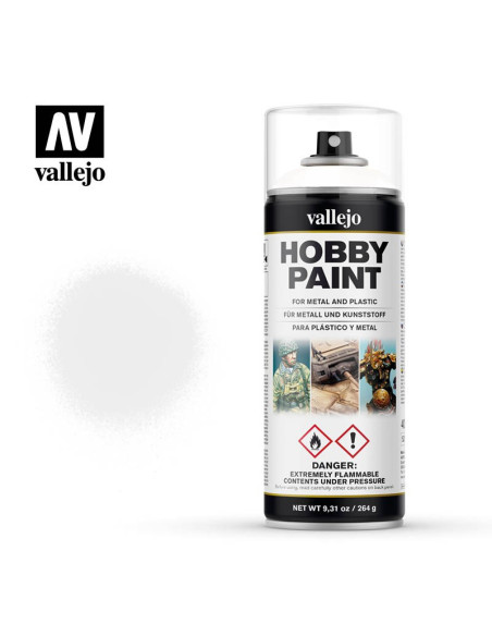 Imprimación spray Vallejo metal plástico resina acabado mate 400 ml - Blanco