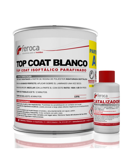 Top Coat isoftálico branco parafinado acabamento protetor laminados poliéster - Kit de 1 Kg. / Kit de 25 kg. / Kit de 5 Kg.