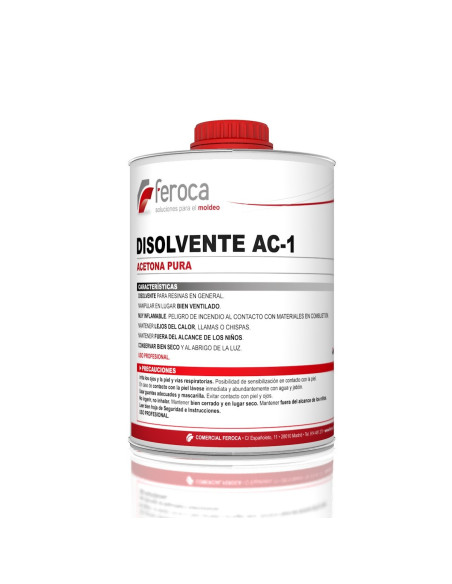 AC-1 Acetona pura disolvente limpieza herramientas resinas poliéster taller - 500 ml