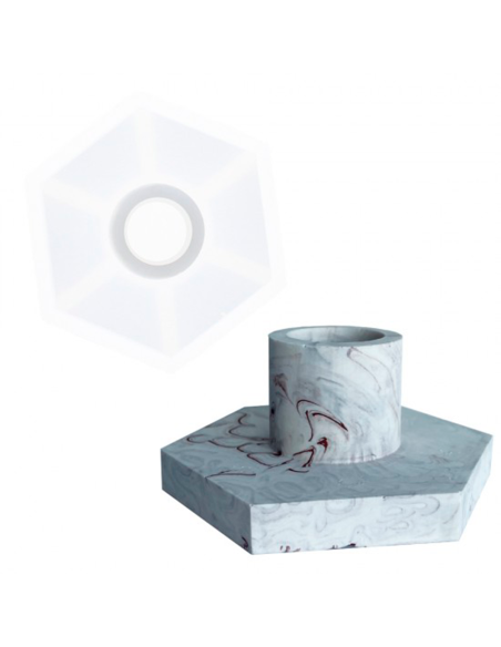 Molde silicone platina castiçal resina acrílica alta definição 10x5x8cm