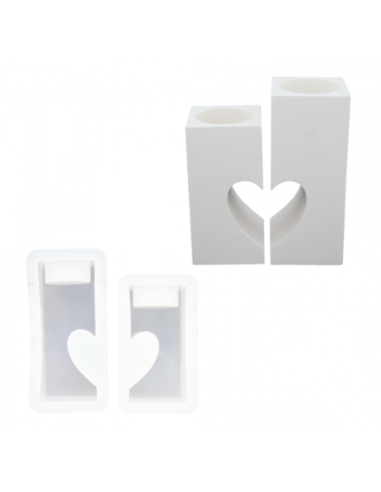 Moule en silicone - BOUGEOIR CŒUR