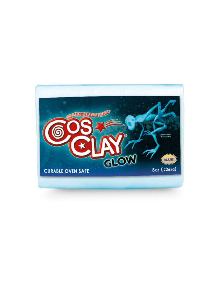 Cosclay Glow Blue 226g argila polimérica flexível azul luminescente