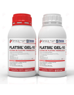 PlatSil Gel-10 silicona platino Shore A10 translúcida prótesis FX - 5 Gallon Kit - (36.28kgs) 2