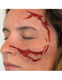Platin-Silikonprothese Scarface Gesichtslazeration Special Effects FX 2