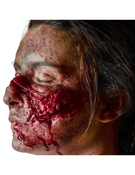 Prothèse faciale silicone platine blessure demi-face SFX professionnelle
