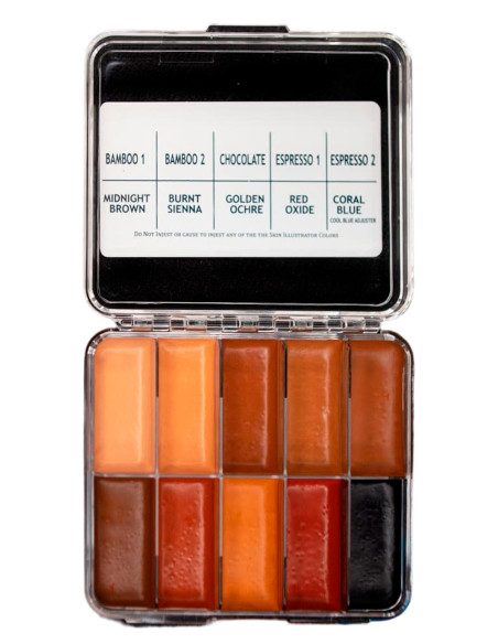 Palette maquillage SFX alcool tons foncés peau silicone latex FX