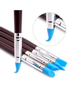 Set of 5 rubber-tip modelling brushes for precise sculpting and detailing 2