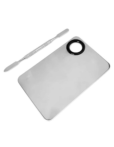 FX-Applikationsset Edelstahl Spiegelpalette und Spatel für Spezialeffekte