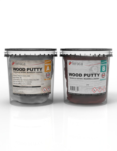 Mastic époxy léger bicomposant Wood Putty finition bois flotte - 1 kg