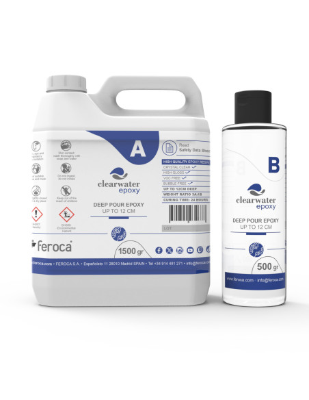 Resina epoxi transparente alto espesor colada profunda mesas río - Kit de 2 Kg.