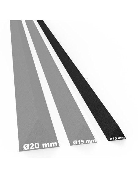 Perfil EVA triangular 1 m termoformável para cosplay e painéis - Ø10 mm.