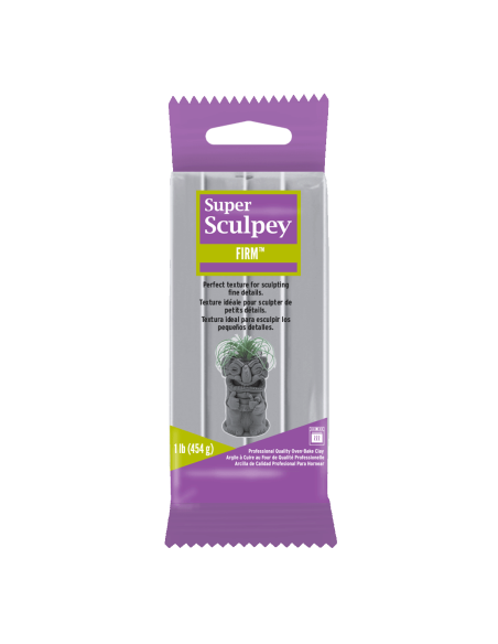 Super Sculpey Firm Gray argila polimérica cinza firme escultura profissional 454g