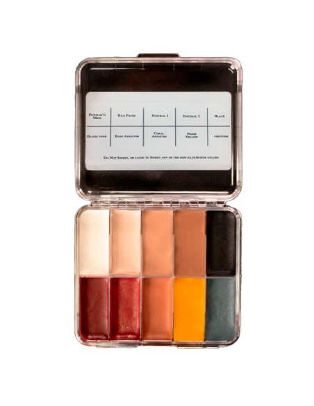 Paleta maquillaje alcohol Skin Illustrator Powdah 12 colores heridas FX