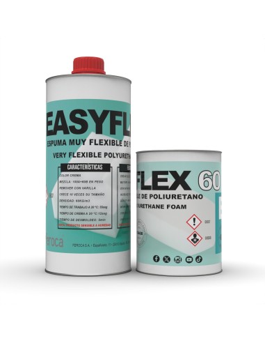 EASYFLEX 60 espuma flexible poliuretano 60kg/m³ para muñecos y props - Kit de 1.6 Kg.