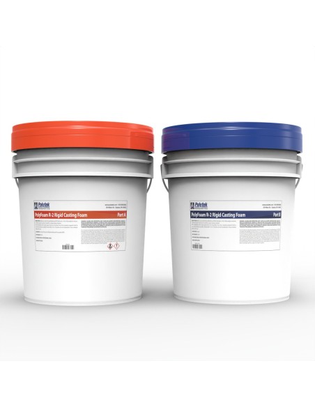 PolyFoam R2 espuma rígida poliuretano bicomponente expansión 8-15x moldeo - 5 Gallon Kit - (36.28kgs) / Gallon Kit - (7.20Kgs) /