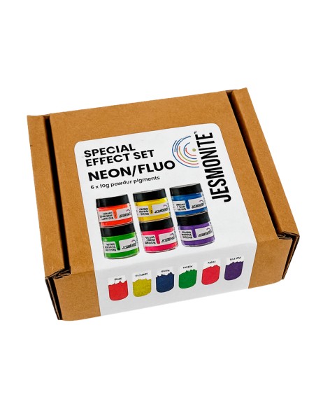 Set 6 pigments fluorescents pour résines acryliques Jesmonite couleurs vibrantes