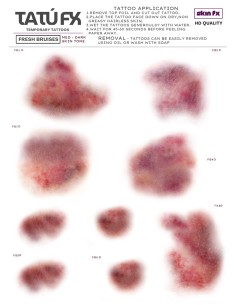 Tatuagens FX hematomas pele escura maquilhagem efeitos especiais câmara