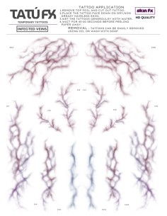 TATÚ FX Infected Veins lámina tatuajes temporales venas SFX maquillaje efectos