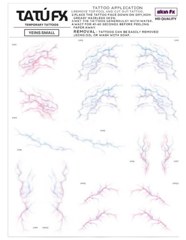 Tatuajes temporales venas realistas SFX maquillaje FX teatro cine cosplay A5