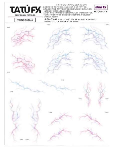 Tatuagens temporárias veias realistas SFX maquilhagem FX teatro cinema cosplay A5