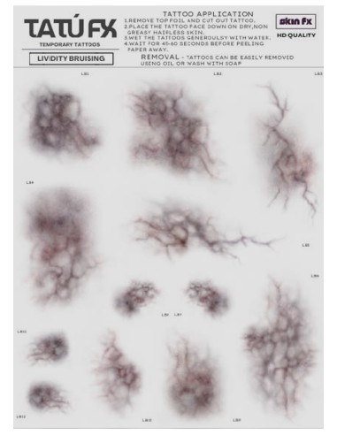 Tatuaggi temporanei lividità lividi cadaverici SFX trucco effetti speciali