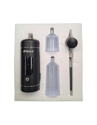 Feroca airbrush kit: compressor, airbrush and cups in their case