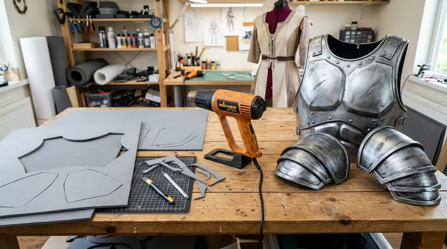 Encapsulation technique: EVA foam base with a layer of thermoplastic shaped with a heat gun for cosplay armour