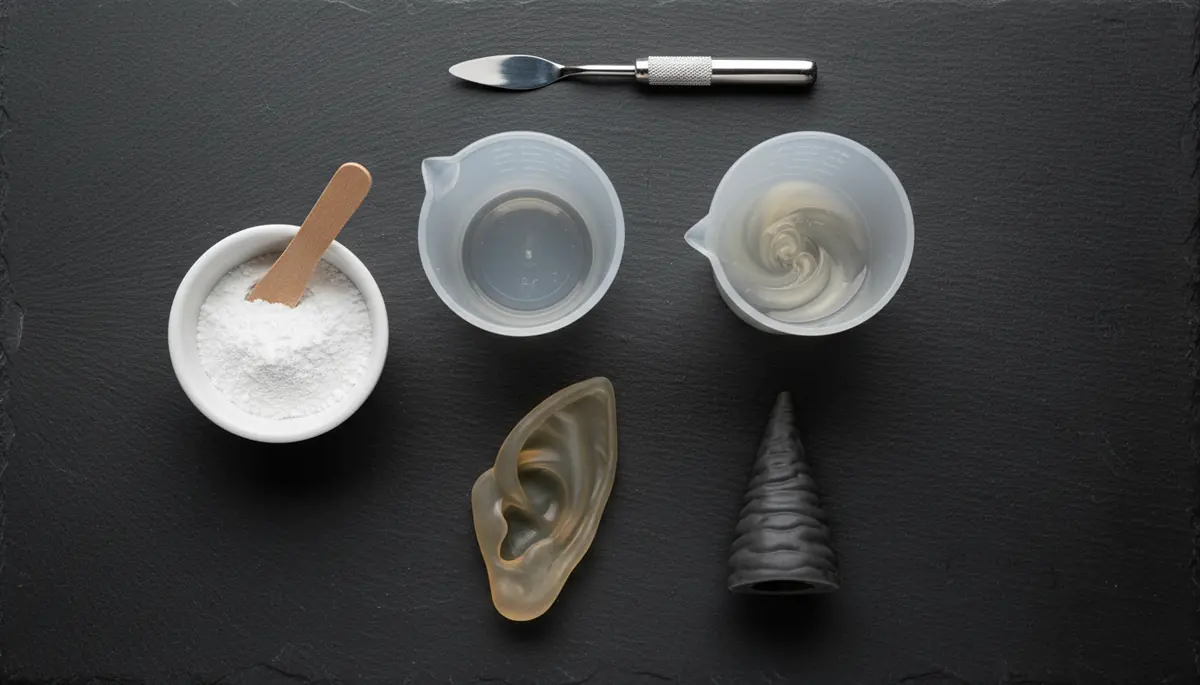 Materials for making cosplay moulds: alginate, silicone, ear mould and horn