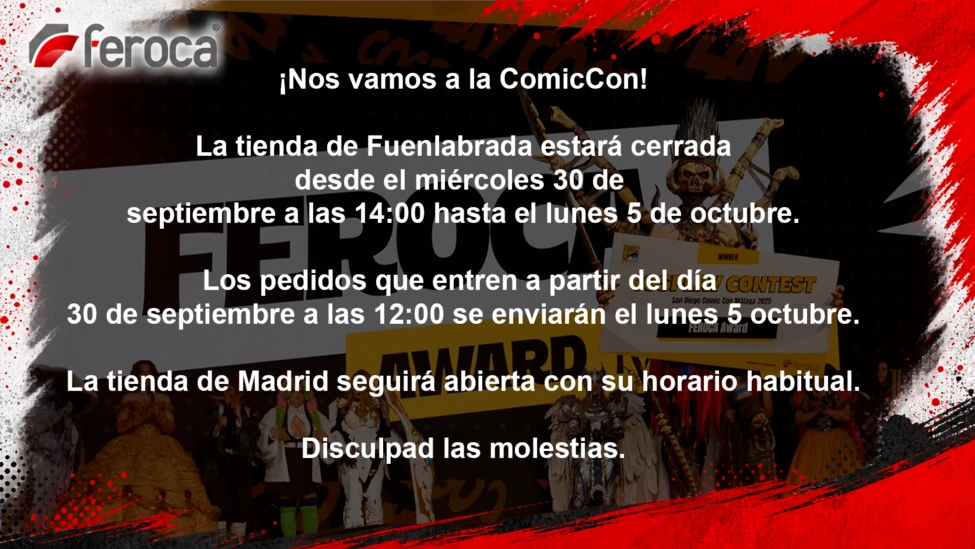 Feroca en la ComicCon Málaga - aviso de plazos de envío